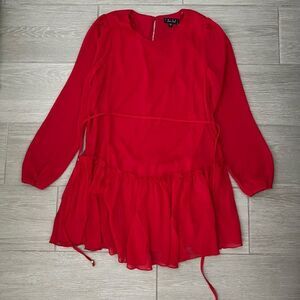 Trixxi NWT Red Flowy Dress Long Sleeves and Tie size Small